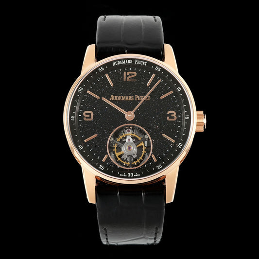 Audemars Piguet Code 11.59 Selfwinding Flying Tourbillon – 18K Pink Gold, Black Aventurine Dial, Black Alligator Strap