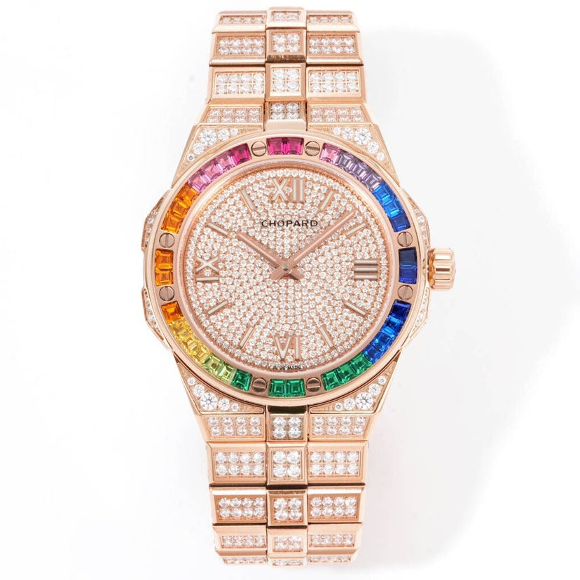 Chopard Alpine Eagle 41 Rainbow in Ethical 18K Rose Gold with Diamonds & Multi-Colored Sapphires