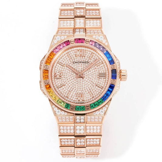 Chopard Alpine Eagle 41 Rainbow in Ethical 18K Rose Gold with Diamonds & Multi-Colored Sapphires