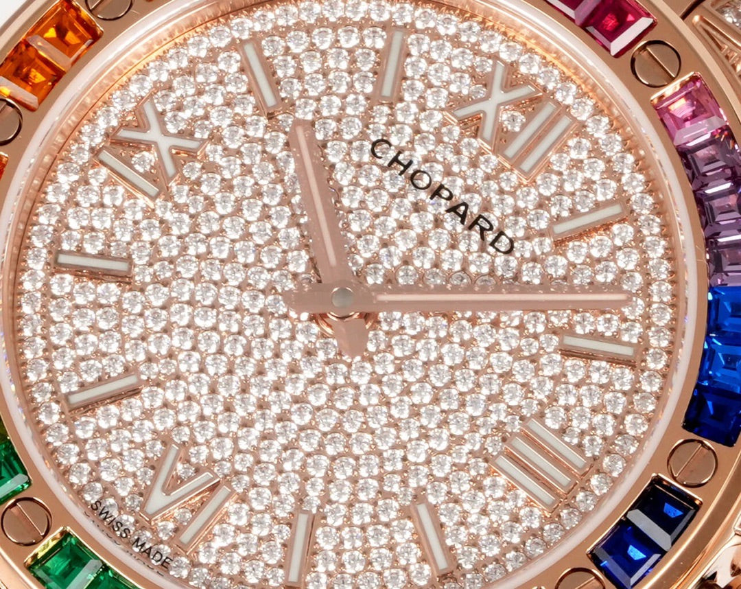 Chopard Alpine Eagle 41 Rainbow in Ethical 18K Rose Gold with Diamonds & Multi-Colored Sapphires