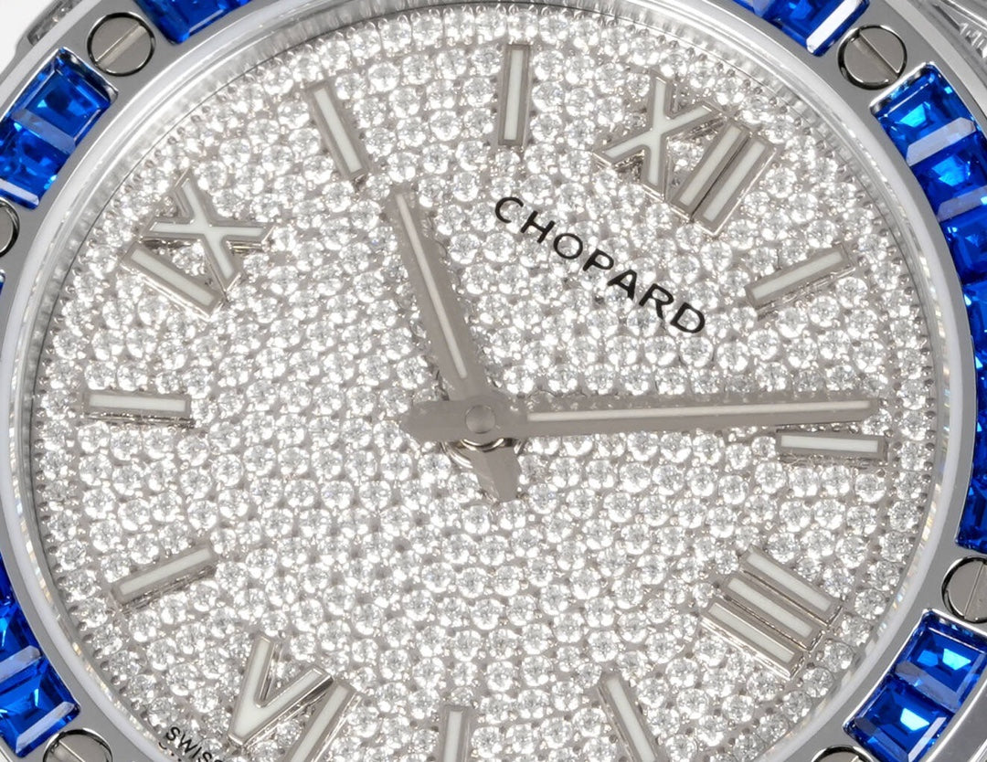 Chopard Alpine Eagle Frozen – Diamond-Set Dial & Case with Blue Baguette-Cut Sapphire Bezel