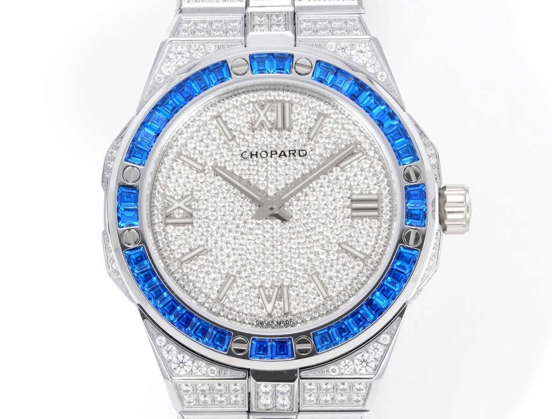 Chopard Alpine Eagle Frozen – Diamond-Set Dial & Case with Blue Baguette-Cut Sapphire Bezel