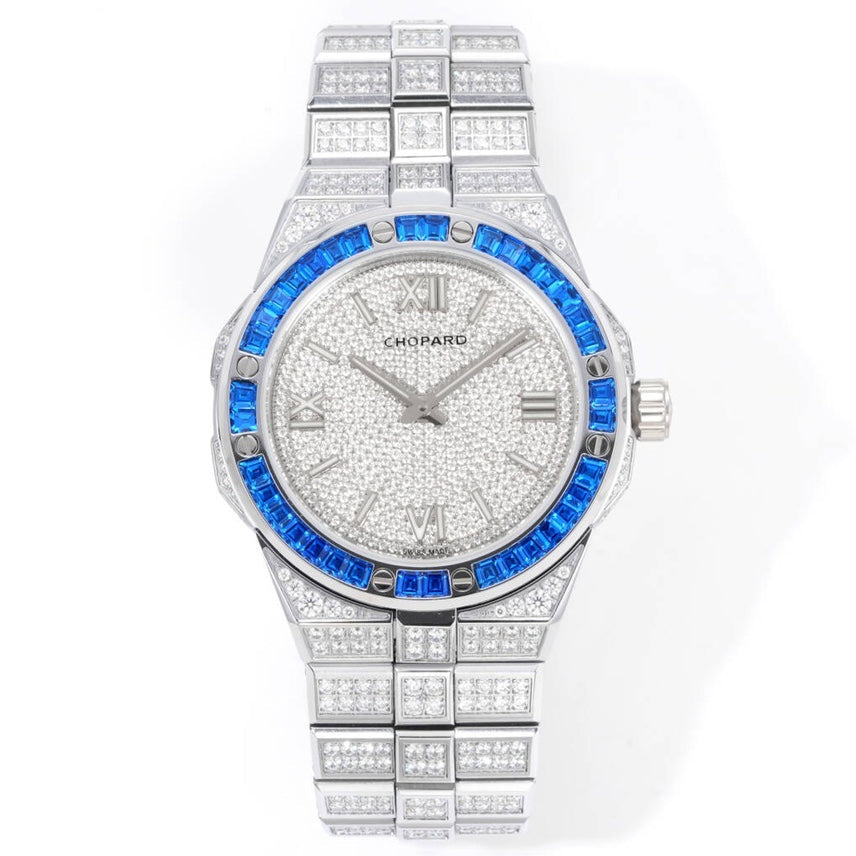 Chopard Alpine Eagle Frozen – Diamond-Set Dial & Case with Blue Baguette-Cut Sapphire Bezel