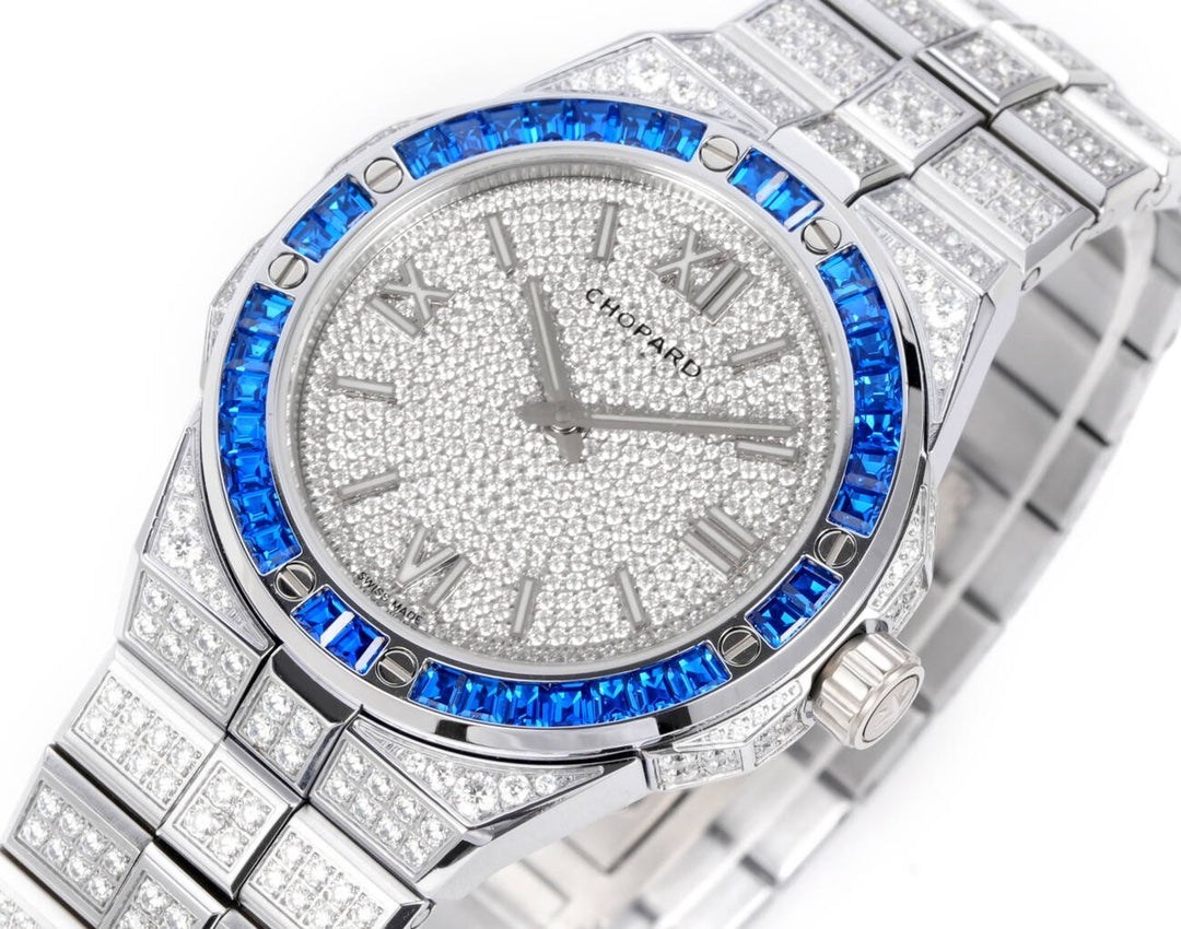 Chopard Alpine Eagle Frozen – Diamond-Set Dial & Case with Blue Baguette-Cut Sapphire Bezel