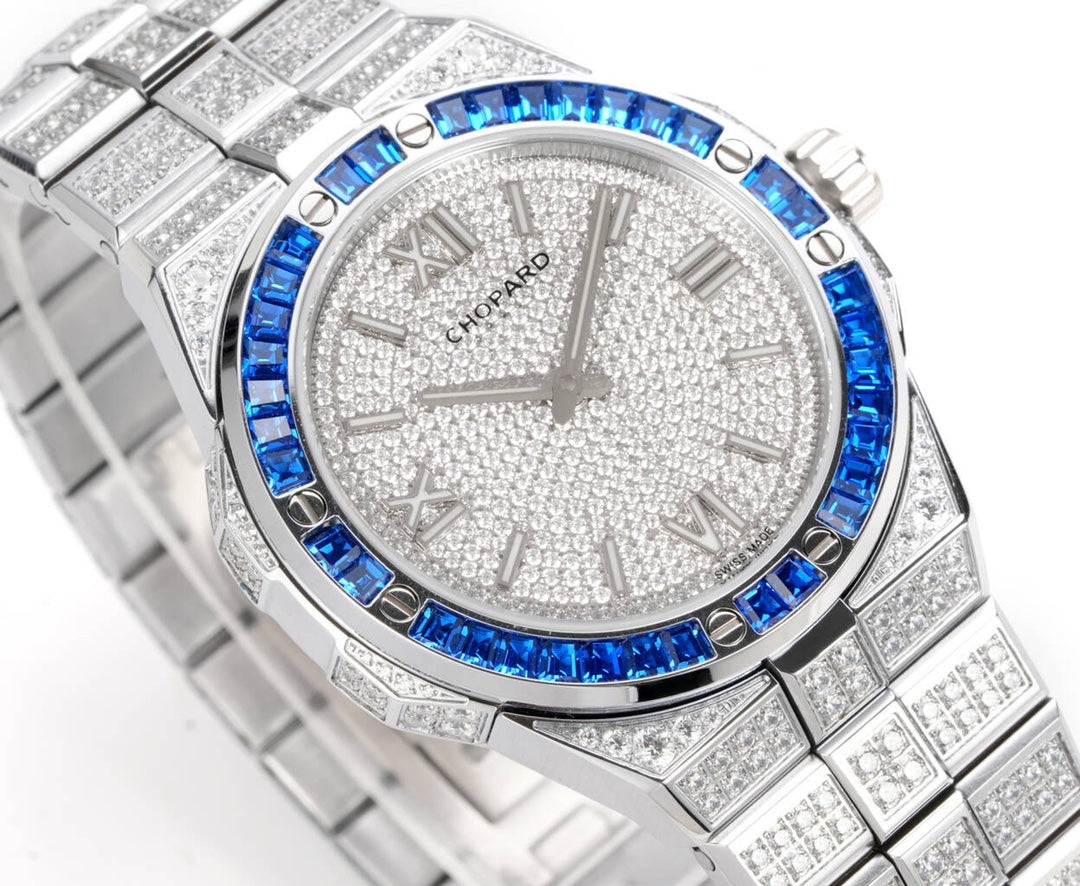 Chopard Alpine Eagle Frozen – Diamond-Set Dial & Case with Blue Baguette-Cut Sapphire Bezel