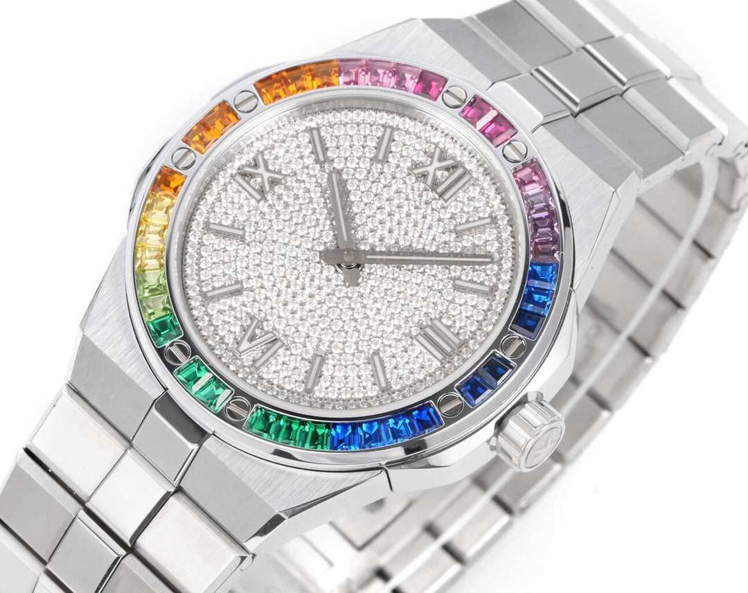 Chopard Alpine Eagle 41mm – Diamond Dial with Rainbow-Colored Jeweled Bezel