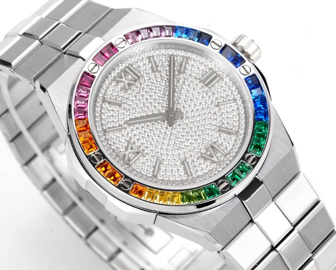 Chopard Alpine Eagle 41mm – Diamond Dial with Rainbow-Colored Jeweled Bezel