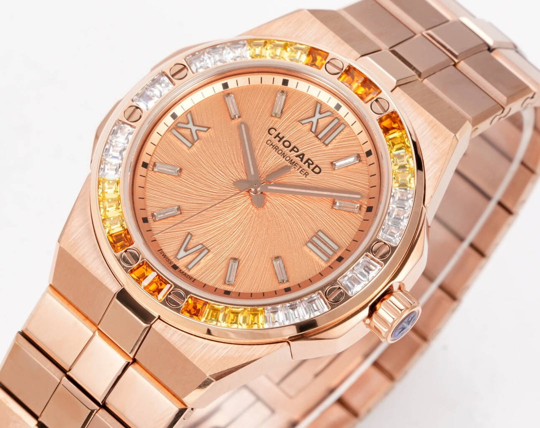 Chopard Alpine Eagle 41mm Rose Gold Watch with Pink Dawn Dial & Spessartite Garnet Bezel