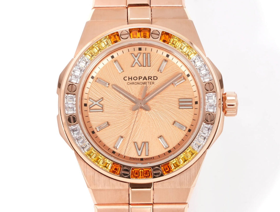 Chopard Alpine Eagle 41mm Rose Gold Watch with Pink Dawn Dial & Spessartite Garnet Bezel