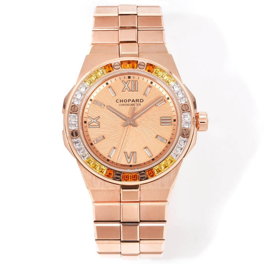 Chopard Alpine Eagle 41mm Rose Gold Watch with Pink Dawn Dial & Spessartite Garnet Bezel