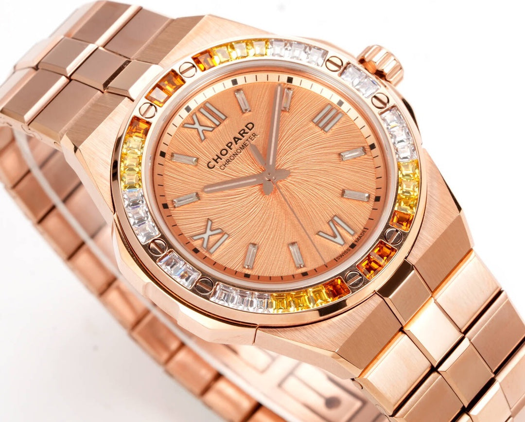 Chopard Alpine Eagle 41mm Rose Gold Watch with Pink Dawn Dial & Spessartite Garnet Bezel