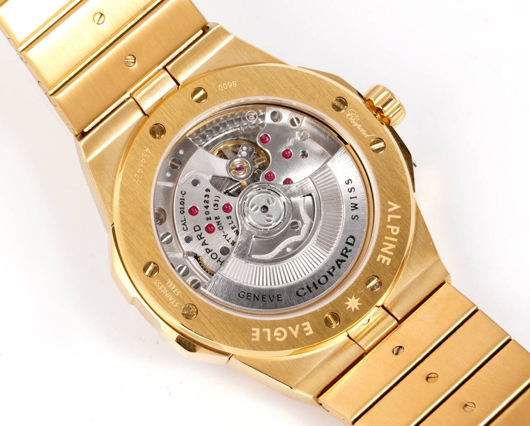 Chopard Alpine Eagle Summit 41mm – 18k Ethical Yellow Gold, Diamond & Purple Sapphire Bezel