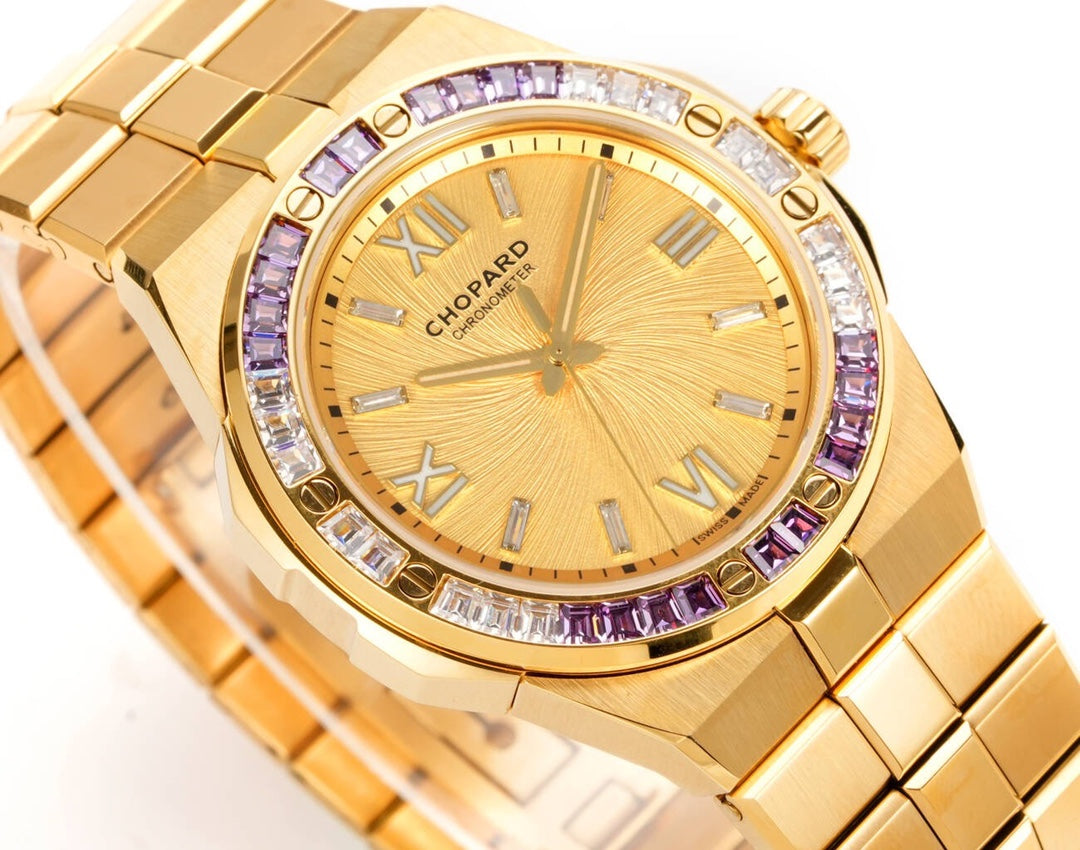 Chopard Alpine Eagle Summit 41mm – 18k Ethical Yellow Gold, Diamond & Purple Sapphire Bezel