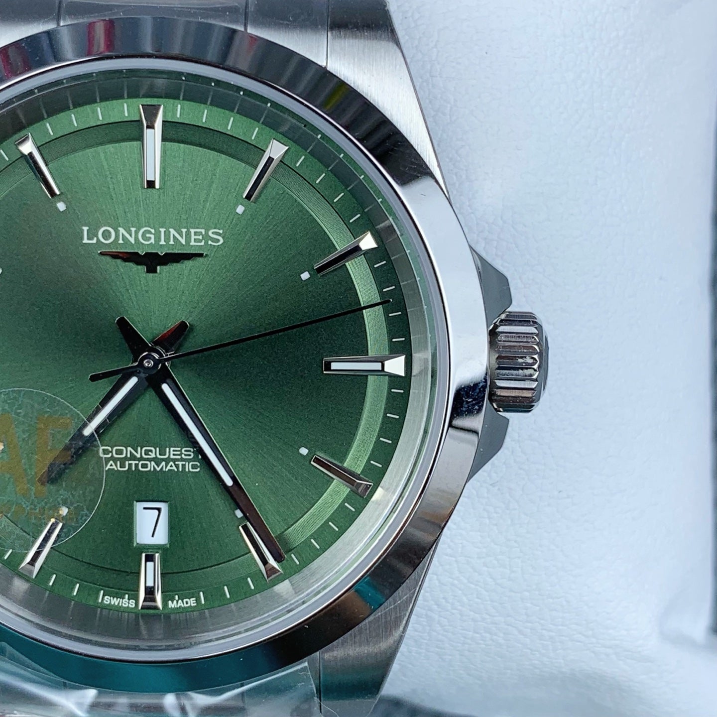 Longines Conquest Men’s Automatic Watch with Green Dial & Stainless Steel Bracelet
