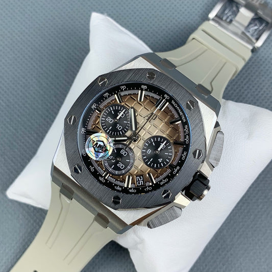 Audemars Piguet Royal Oak Offshore Chronograph 43mm with Light Brown Dial & White Rubber Strap