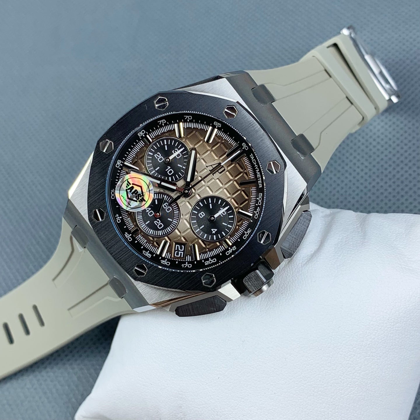 Audemars Piguet Royal Oak Offshore Chronograph 43mm with Light Brown Dial & White Rubber Strap