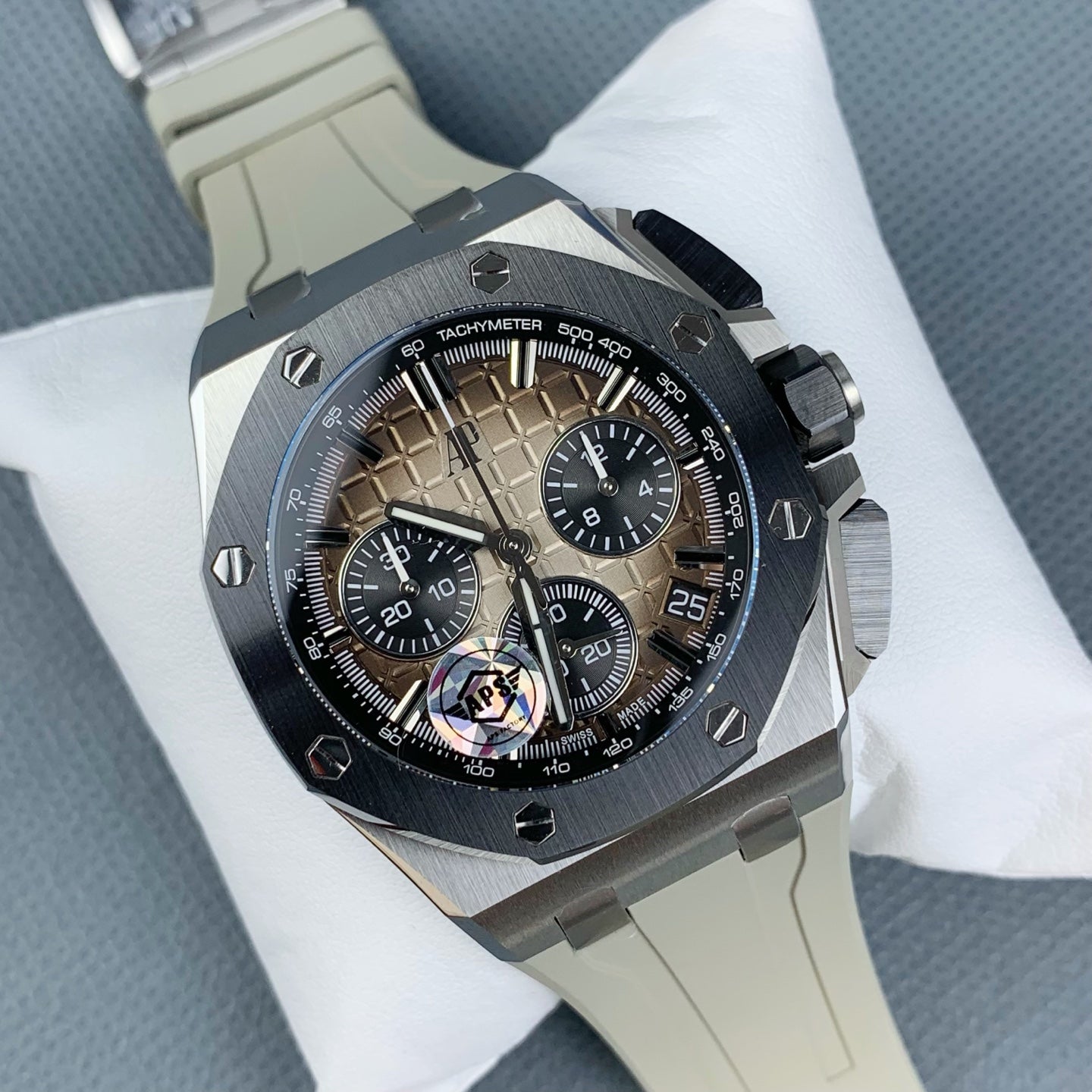 Audemars Piguet Royal Oak Offshore Chronograph 43mm with Light Brown Dial & White Rubber Strap