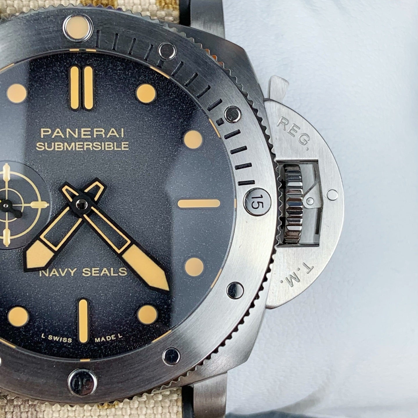 Panerai Submersible QuarantaQuattro Navy SEALs PAM01518 with Black Dial & Camouflage Strap