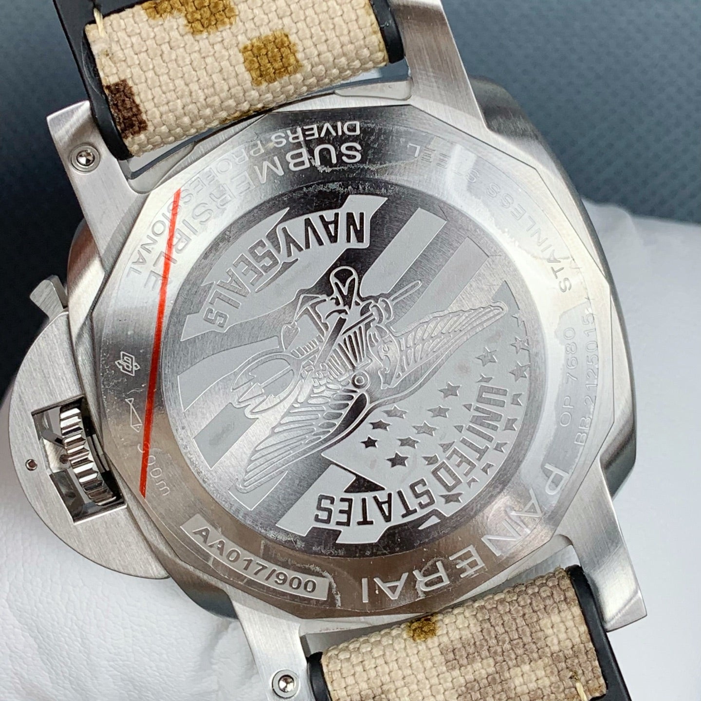 Panerai Submersible QuarantaQuattro Navy SEALs PAM01518 with Black Dial & Camouflage Strap