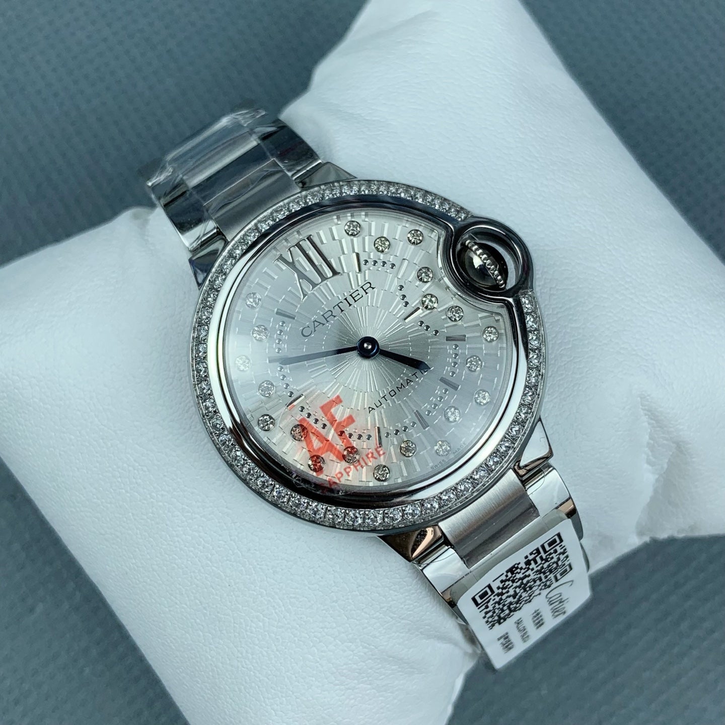 Cartier Ballon Bleu de Cartier – Diamond-Set Bezel, Stainless Steel Bracelet