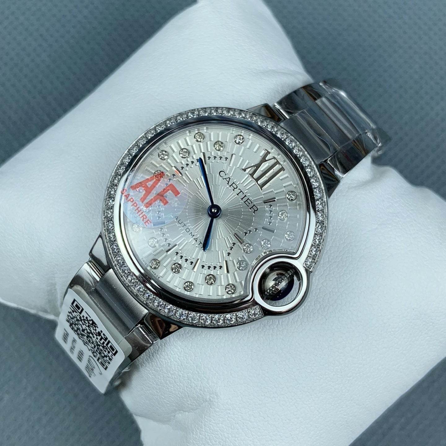 Cartier Ballon Bleu de Cartier – Diamond-Set Bezel, Stainless Steel Bracelet