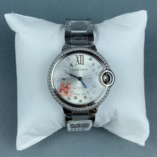 Cartier Ballon Bleu de Cartier – Diamond-Set Bezel, Stainless Steel Bracelet