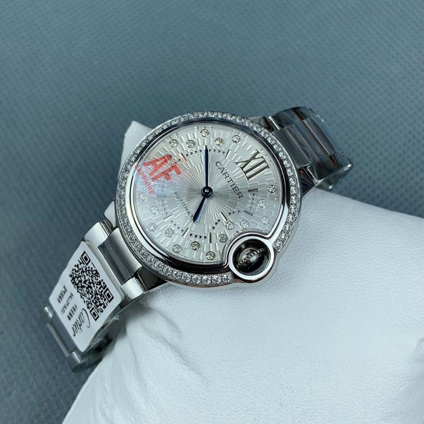 Cartier Ballon Bleu de Cartier – Diamond-Set Bezel, Stainless Steel Bracelet