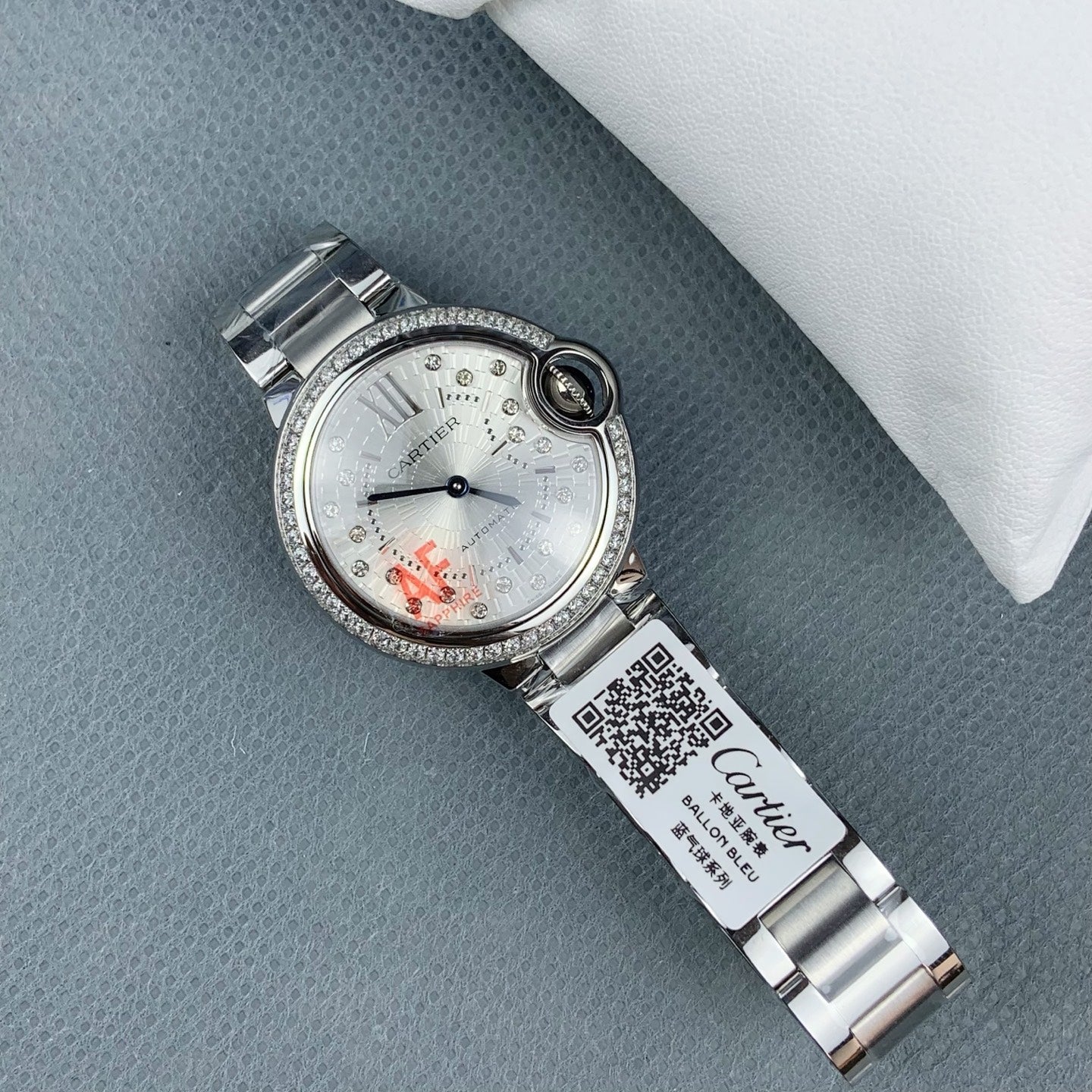 Cartier Ballon Bleu de Cartier – Diamond-Set Bezel, Stainless Steel Bracelet