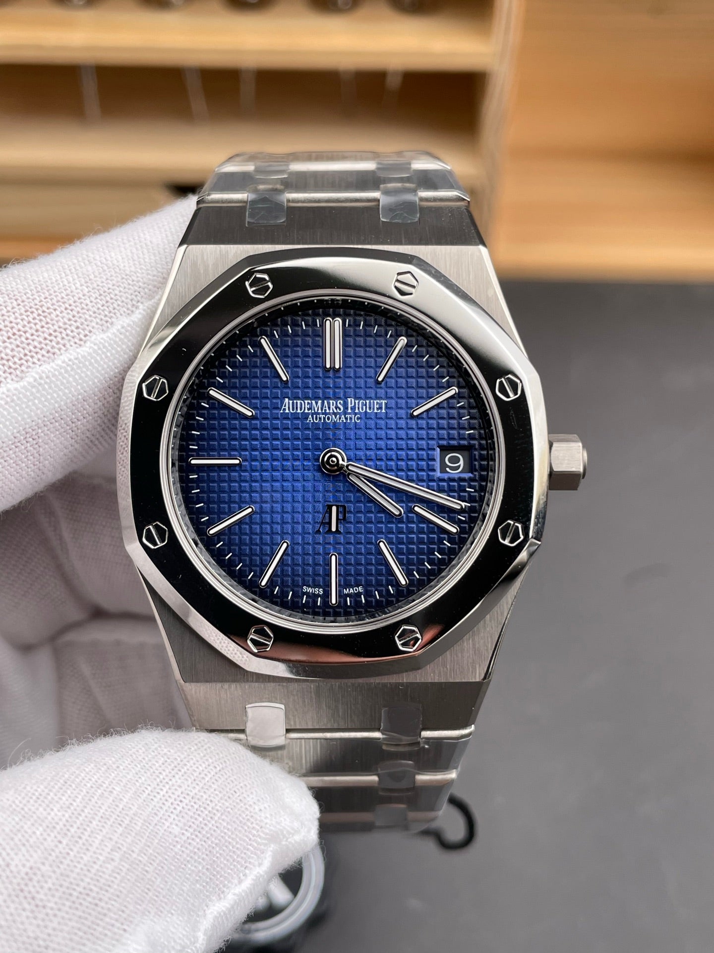 Audemars Piguet Royal Oak Jumbo Extra-Thin Titanium & Platinum with Blue Dial