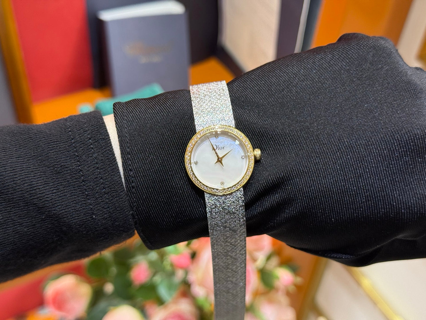 Dior La D de Dior Satine Watch in Steel & Yellow Gold with Mother-of-Pearl Dial