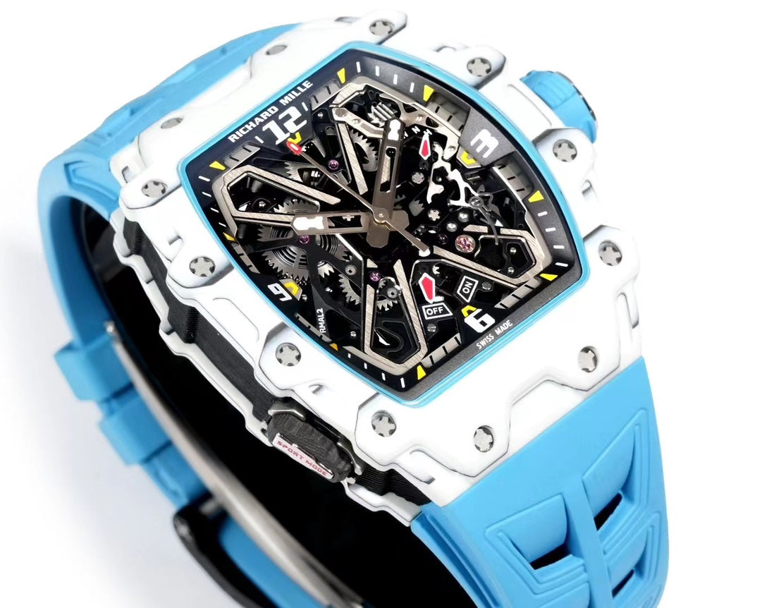 Richard Mille RM 35-03 Rafael Nadal – Automatic, White Quartz TPT Case with Blue Rubber Strap