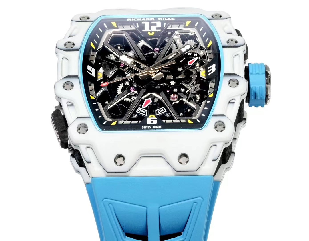 Richard Mille RM 35-03 Rafael Nadal – Automatic, White Quartz TPT Case with Blue Rubber Strap