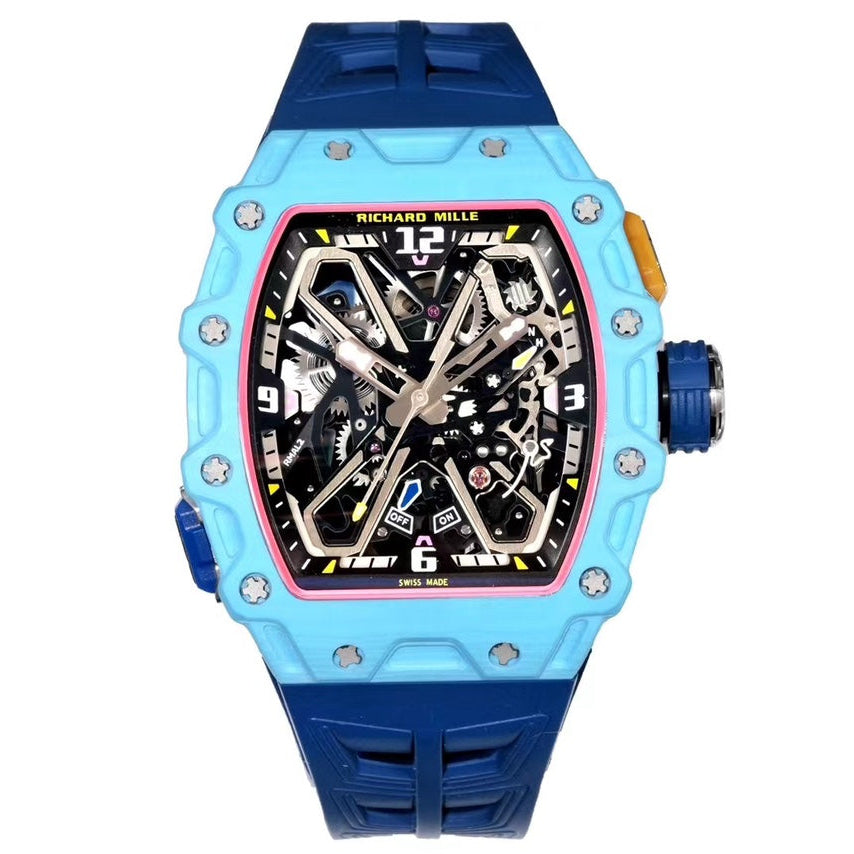 Richard Mille RM 35-03 Rafael Nadal Automatic Winding watch in a pastel blue Quartz TPT case with a blue rubber strap