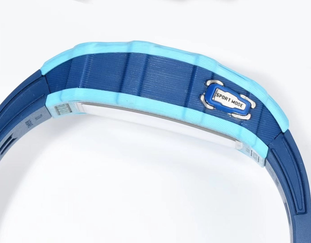 Richard Mille RM 35-03 Rafael Nadal Automatic Winding watch in a pastel blue Quartz TPT case with a blue rubber strap