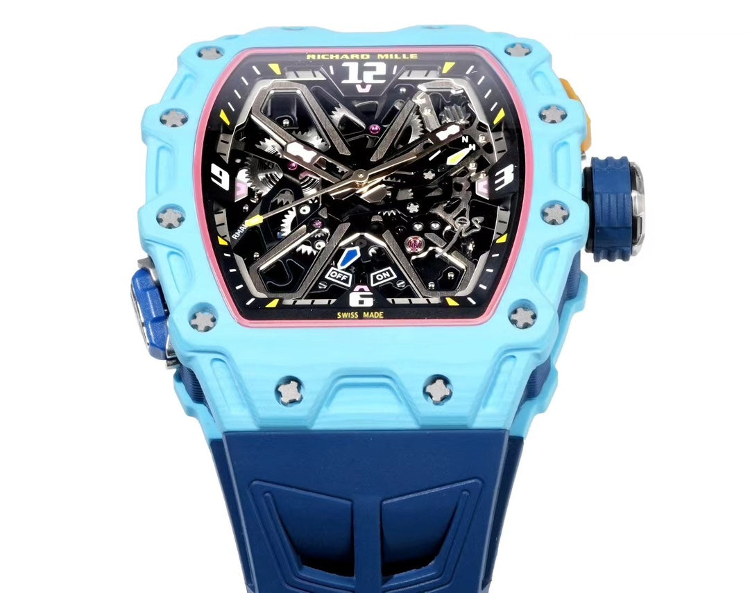 Richard Mille RM 35-03 Rafael Nadal Automatic Winding watch in a pastel blue Quartz TPT case with a blue rubber strap