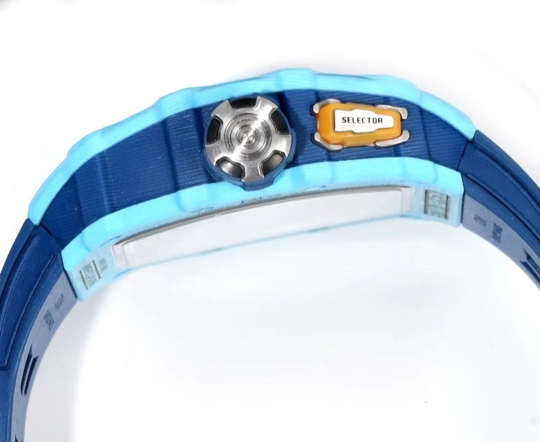 Richard Mille RM 35-03 Rafael Nadal Automatic Winding watch in a pastel blue Quartz TPT case with a blue rubber strap