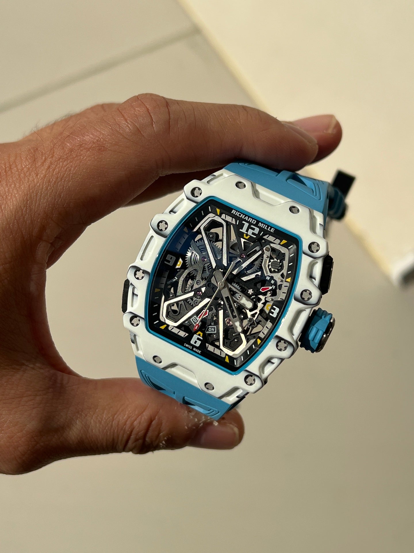Richard Mille RM 35-03 Rafael Nadal – White Quartz TPT Case with Blue Rubber Strap