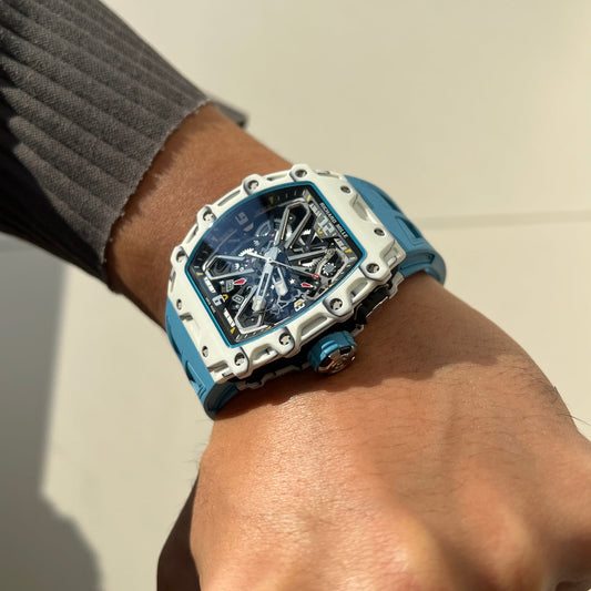 Richard Mille RM 35-03 Rafael Nadal – White Quartz TPT Case with Blue Rubber Strap