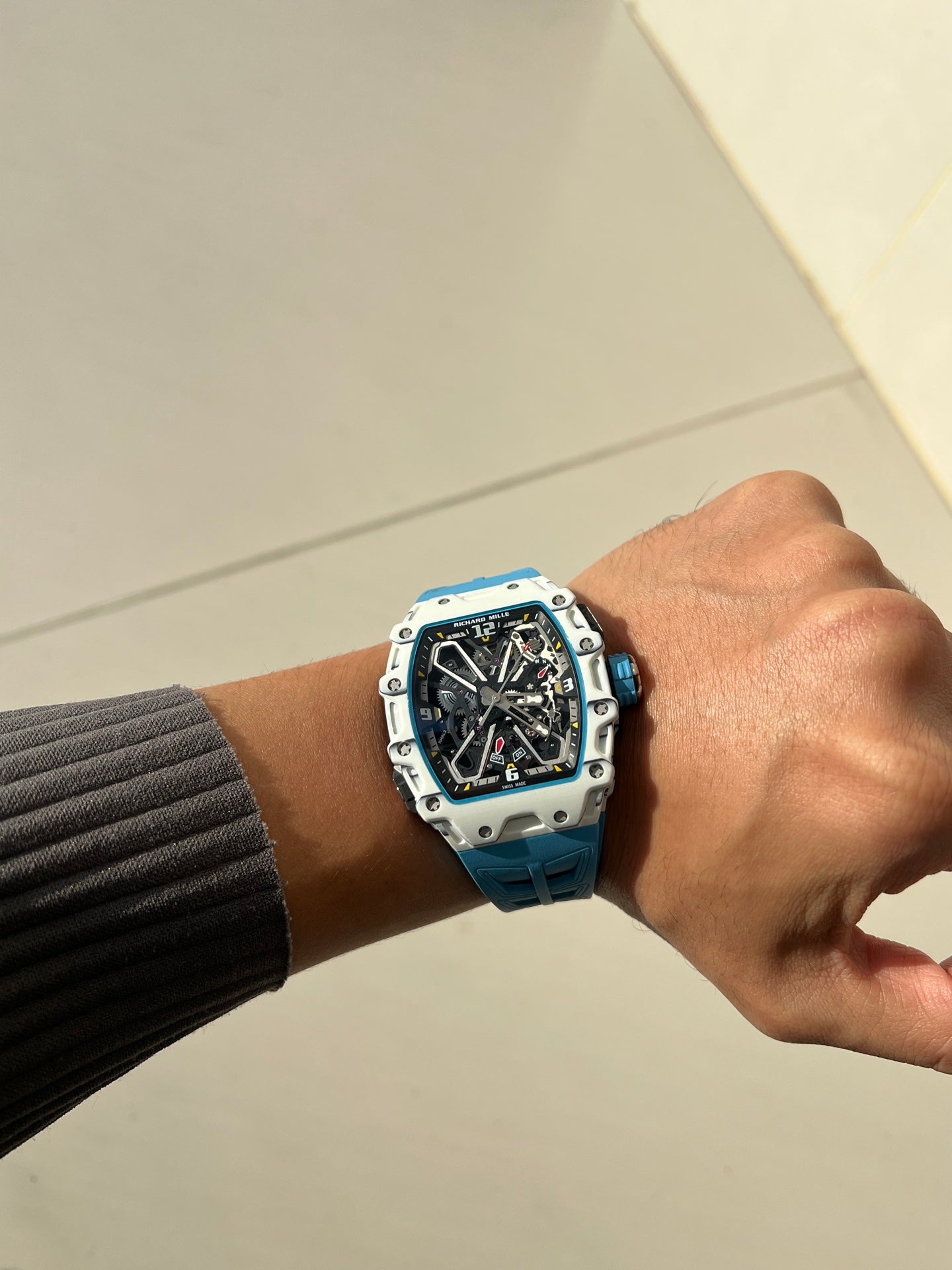 Richard Mille RM 35-03 Rafael Nadal – White Quartz TPT Case with Blue Rubber Strap