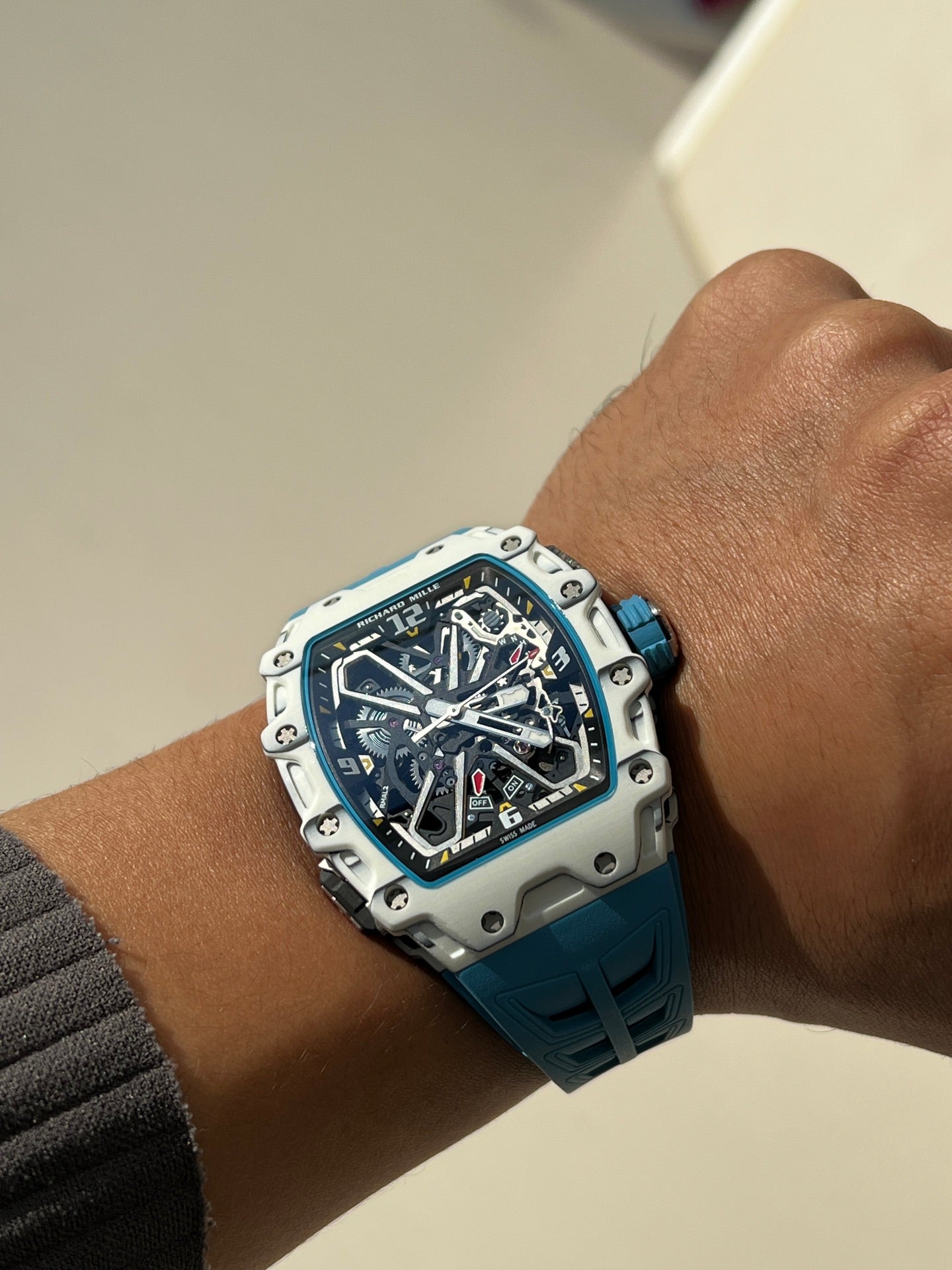Richard Mille RM 35-03 Rafael Nadal – White Quartz TPT Case with Blue Rubber Strap