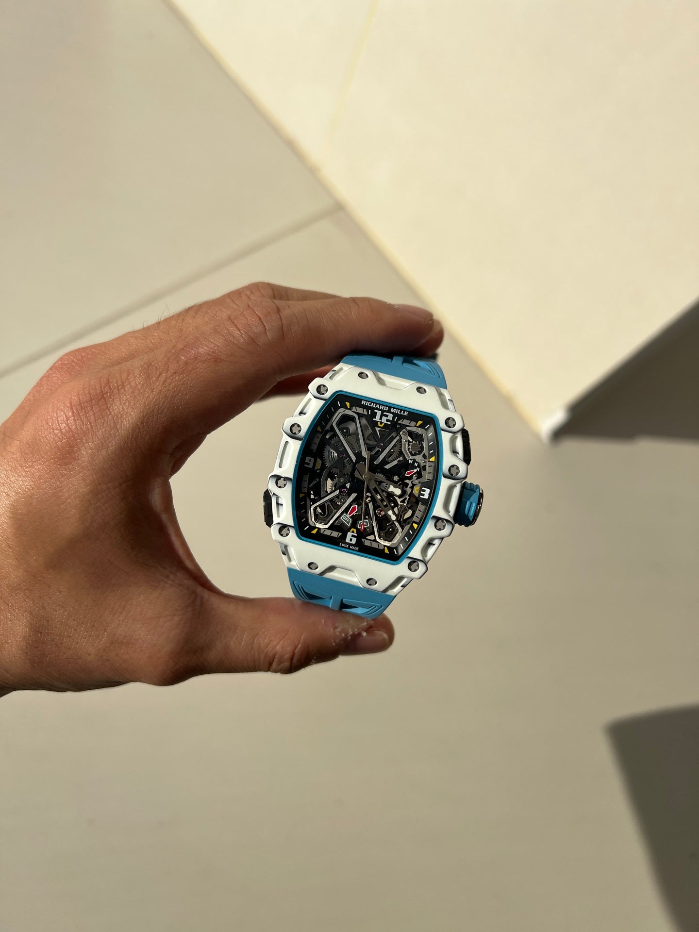 Richard Mille RM 35-03 Rafael Nadal – White Quartz TPT Case with Blue Rubber Strap
