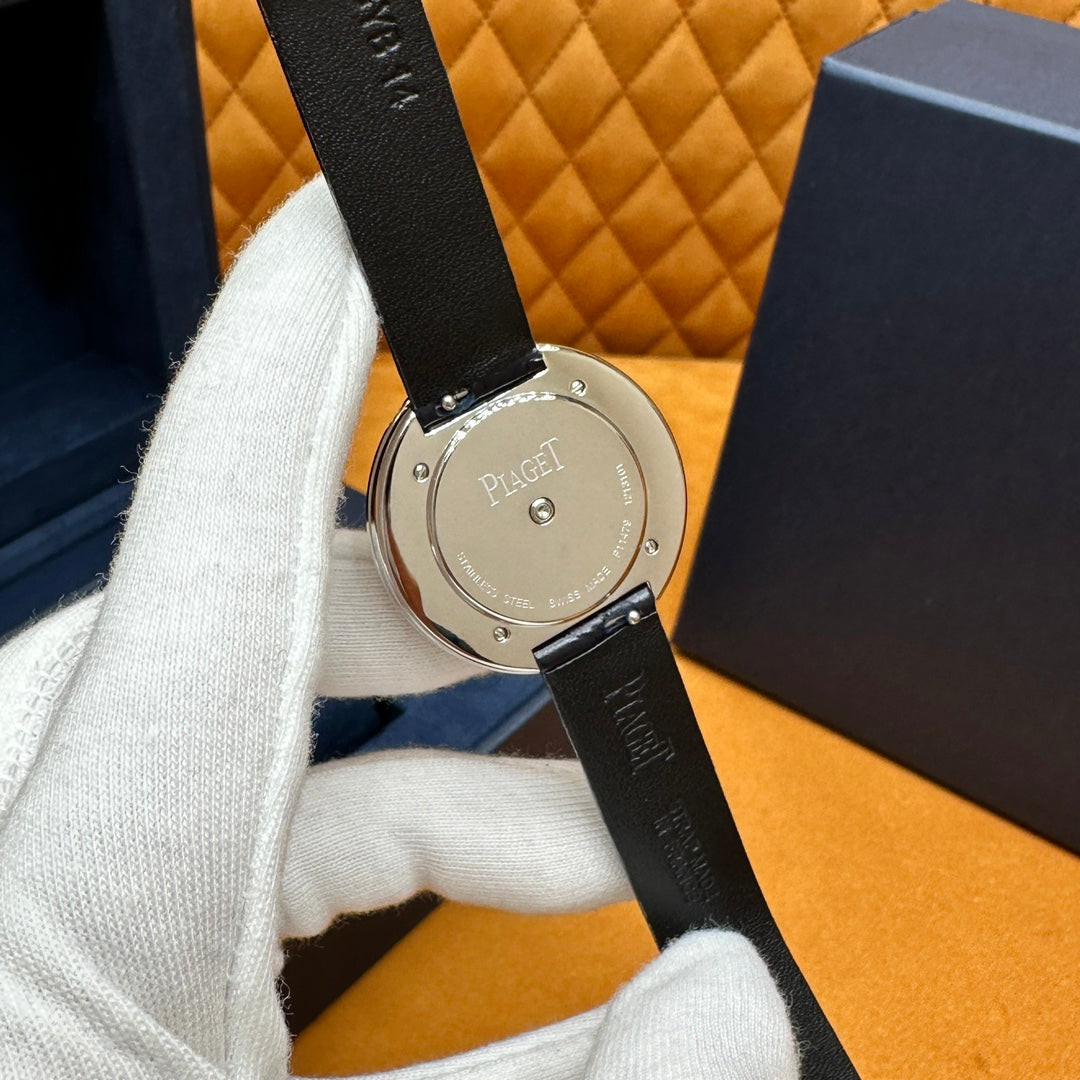 Piaget Possession 34mm Stainless Steel – Diamond Dial Markers, Rotating Diamond Bezel, Black Alligator Strap