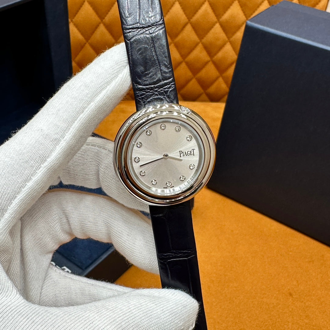 Piaget Possession 34mm Stainless Steel – Diamond Dial Markers, Rotating Diamond Bezel, Black Alligator Strap