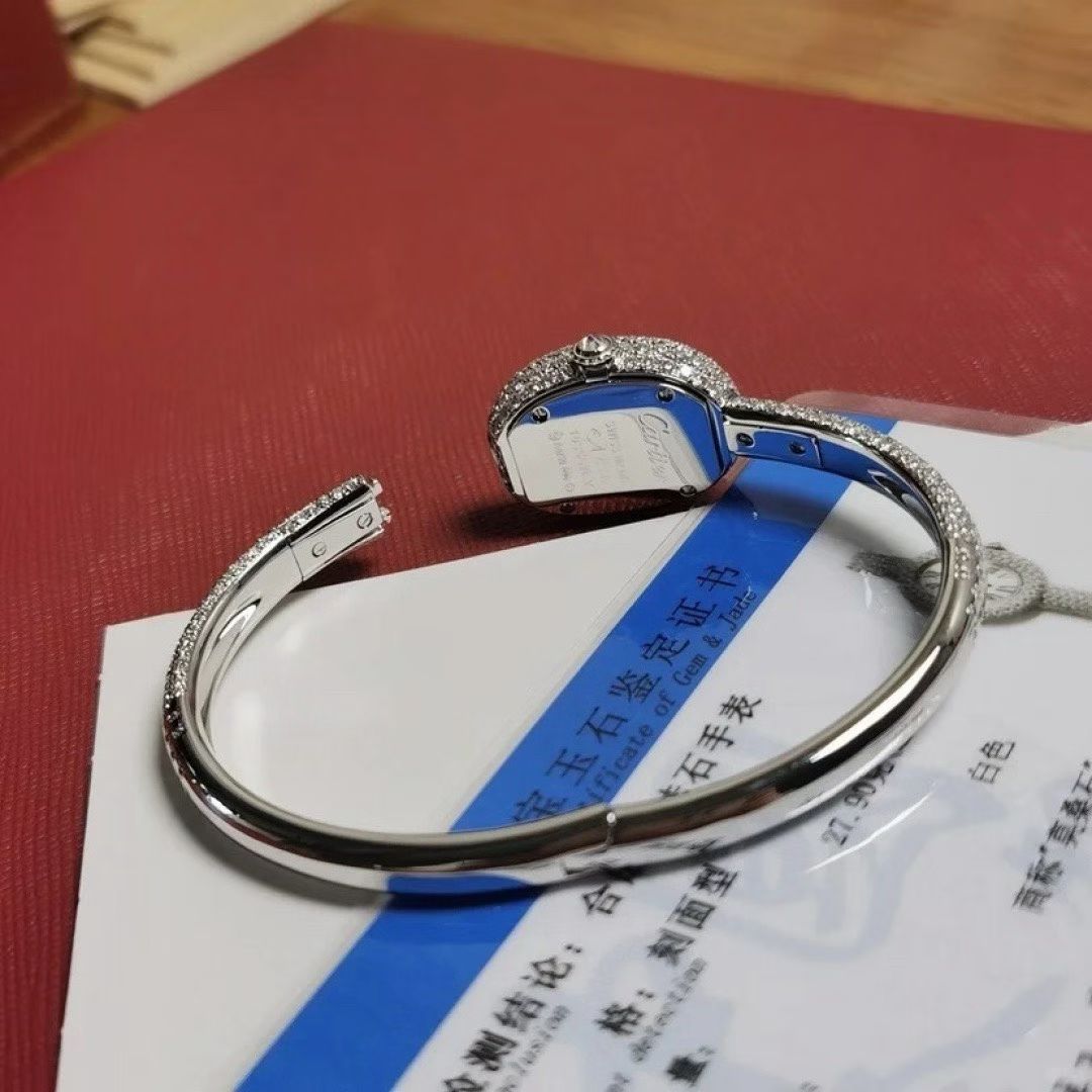 Cartier Baignoire Mini HPI01773 18k White Gold Diamond Bracelet Watch