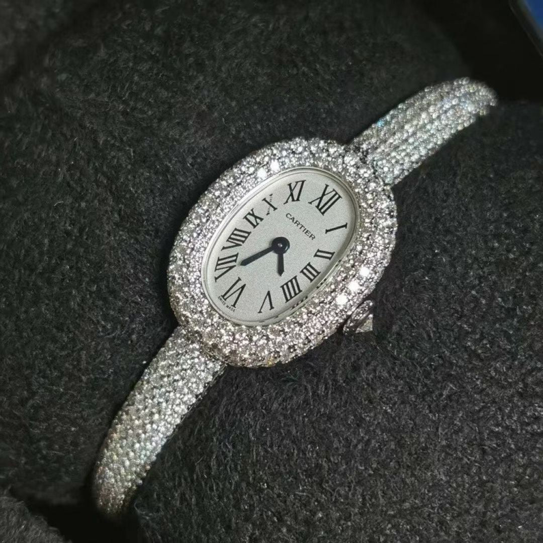 Cartier Baignoire Mini HPI01773 18k White Gold Diamond Bracelet Watch