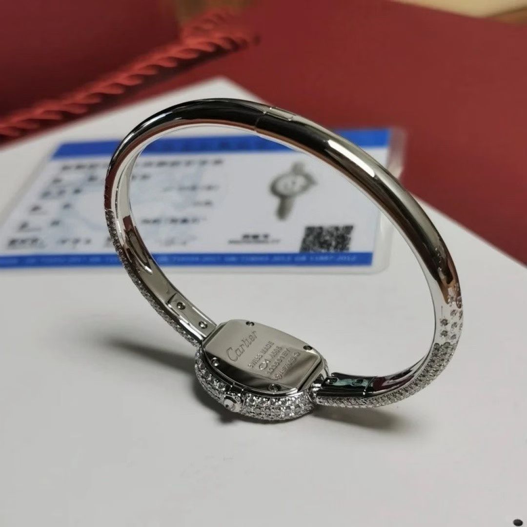 Cartier Baignoire Mini HPI01773 18k White Gold Diamond Bracelet Watch