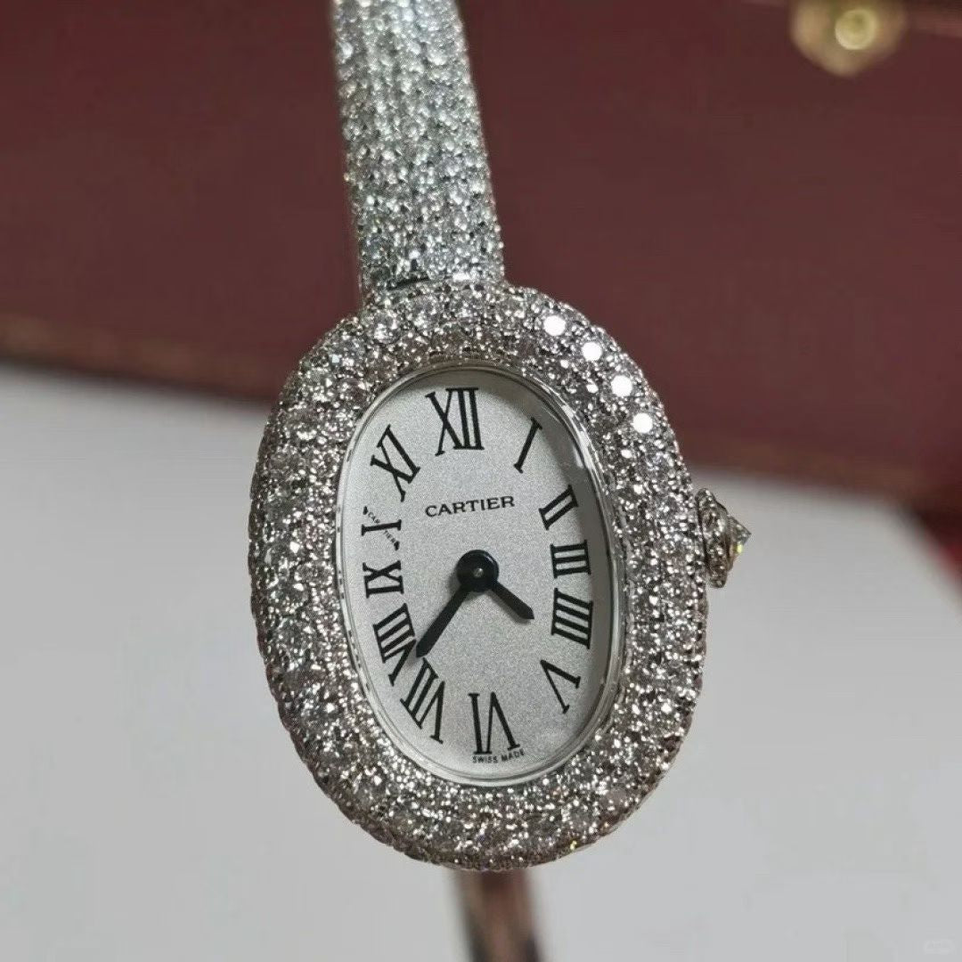 Cartier Baignoire Mini HPI01773 18k White Gold Diamond Bracelet Watch