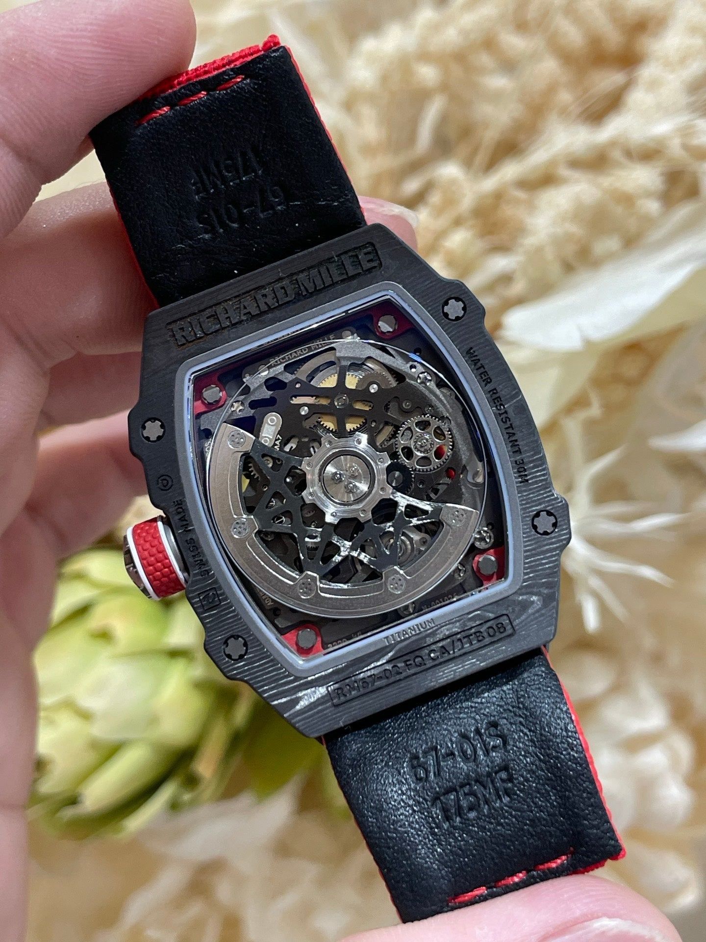 Richard Mille RM 67-02 Automatic Extra Flat with Skeletonized Dial & Red Strap