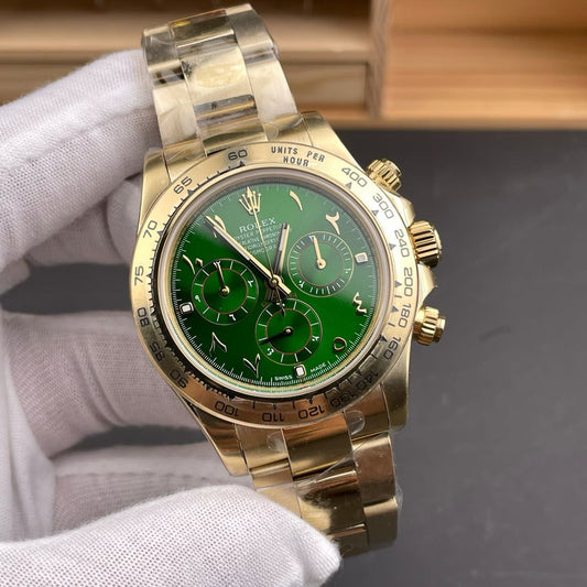 Rolex Cosmograph Daytona in Yellow Gold with Green Dial & Arabic Numerals