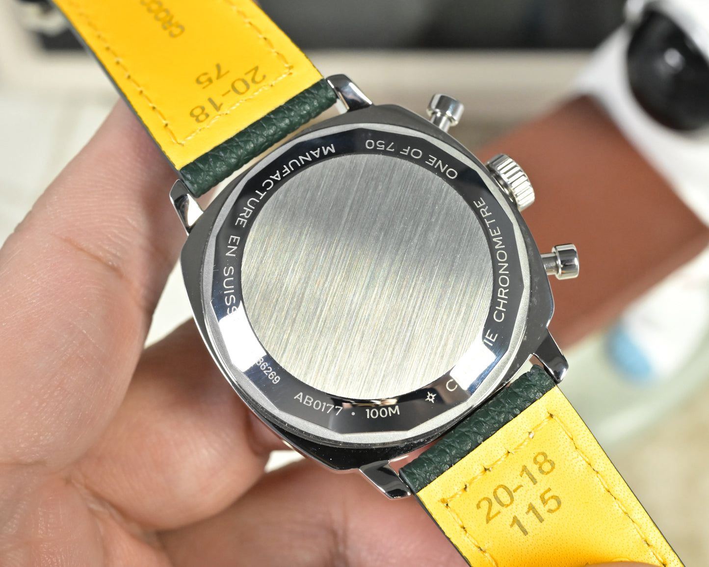 Breitling Top Time B01 Racing Green Dial Leather Strap Watch